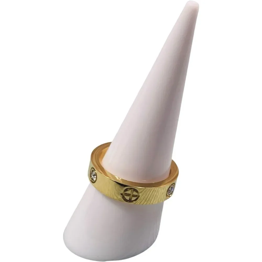 Gold Plated Designer Ring with Zircon Accents